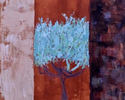 Trängsel. Akryl på duk. Pigment från Provence! 35x26. SÅLD